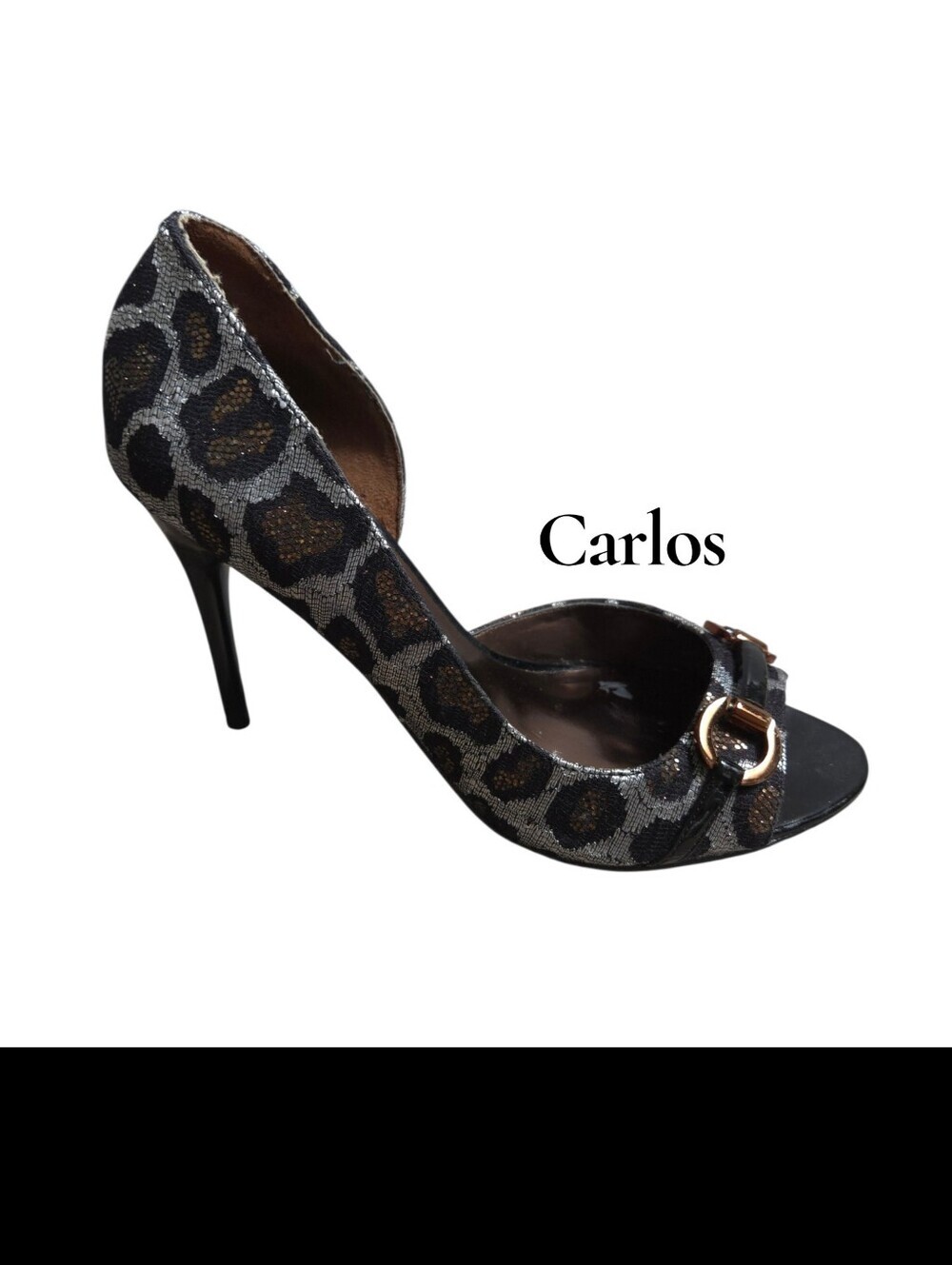 Carlos Santana Roulette Copper Leopard Print Peep-Toe Mob Wife High Heel Shoes